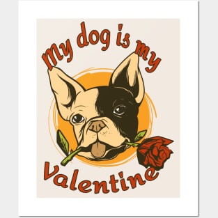 My Dog Is My Valentine Funny Valentines Day French Bulldog Posters and Art